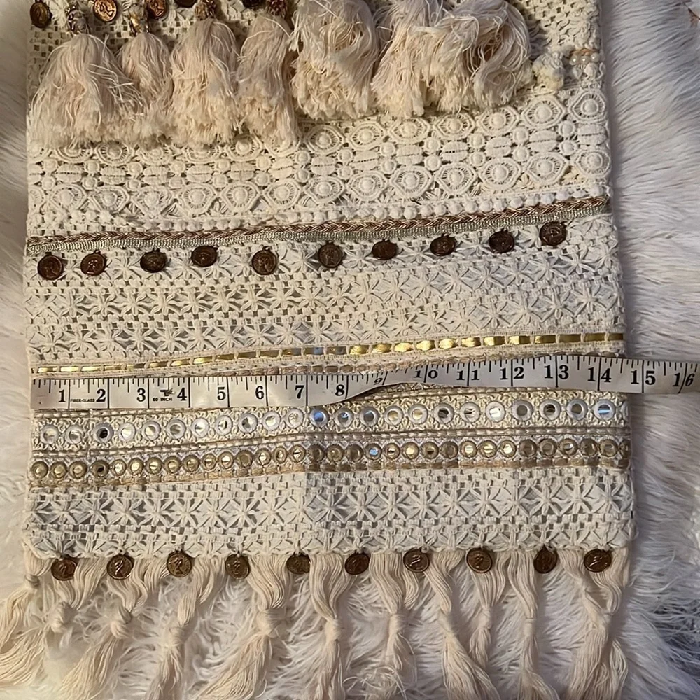 NWT River Island White Tassle Tote Fabric Shoulder Bag 🇬🇧